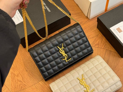 SAINT LAURENT LAMBSKIN CASSANDRE CHAIN WALLET