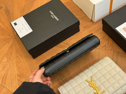 SAINT LAURENT LAMBSKIN CASSANDRE CHAIN WALLET