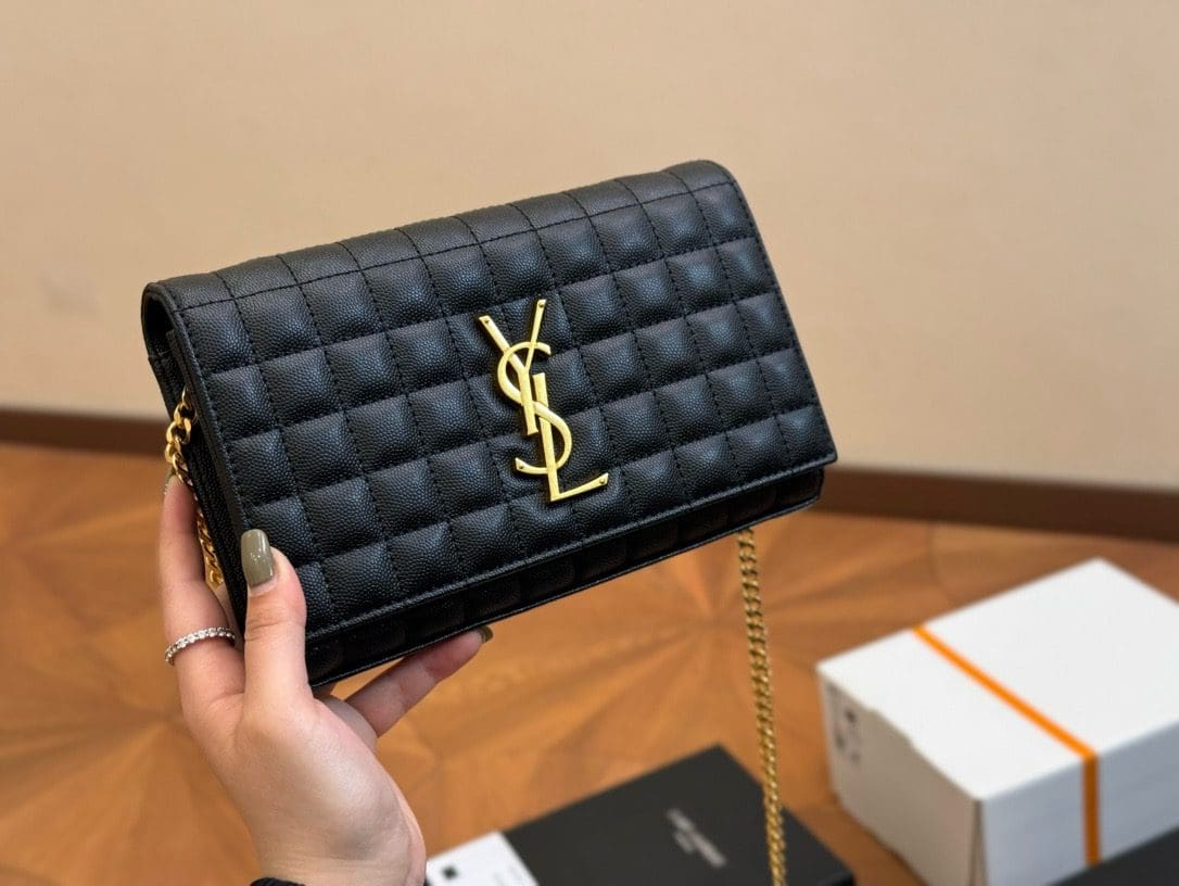 SAINT LAURENT LAMBSKIN CASSANDRE CHAIN WALLET