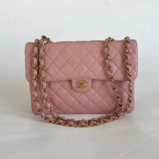 Chanel Pink Jumbo Caviar Single Flap Bag