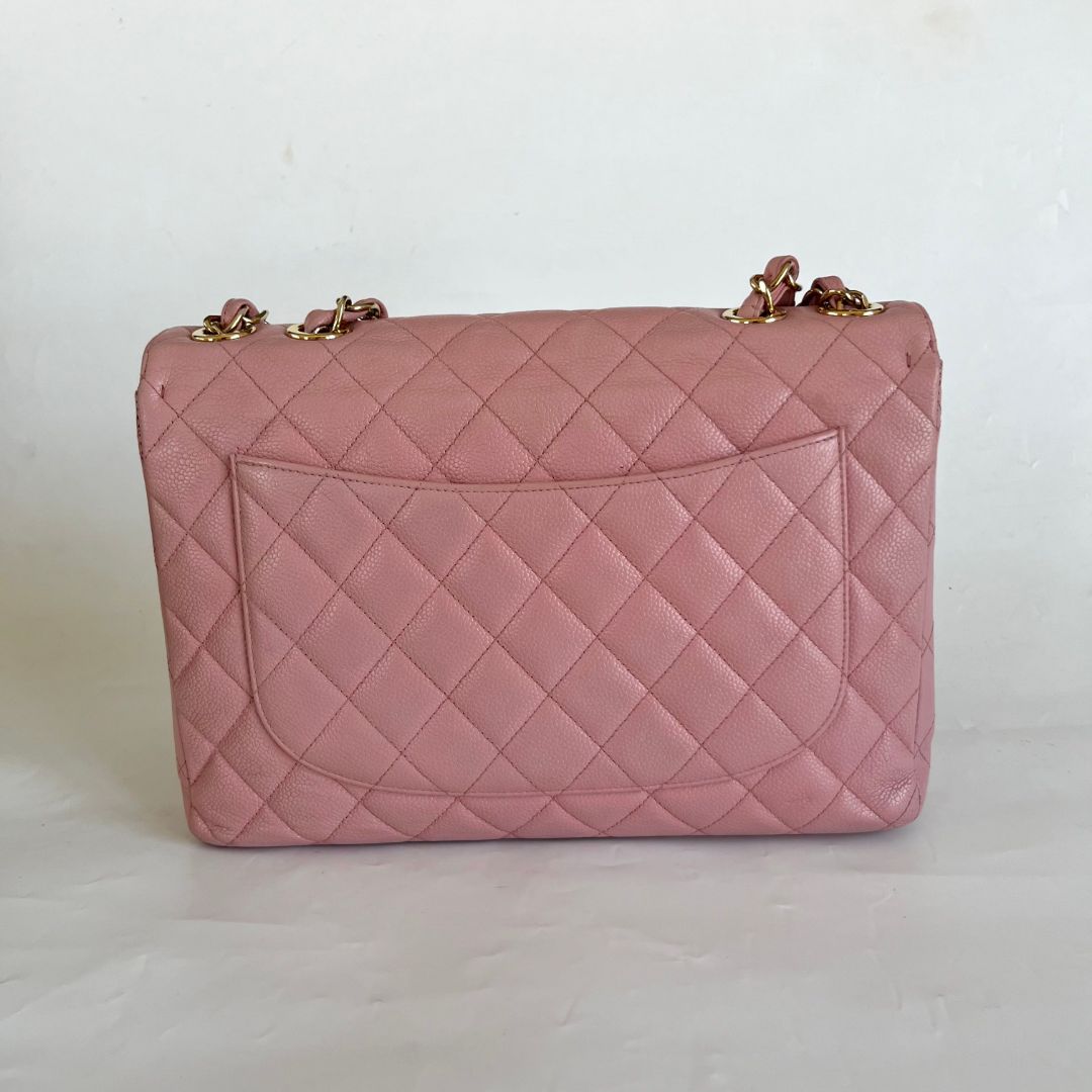 Chanel Pink Jumbo Caviar Single Flap Bag