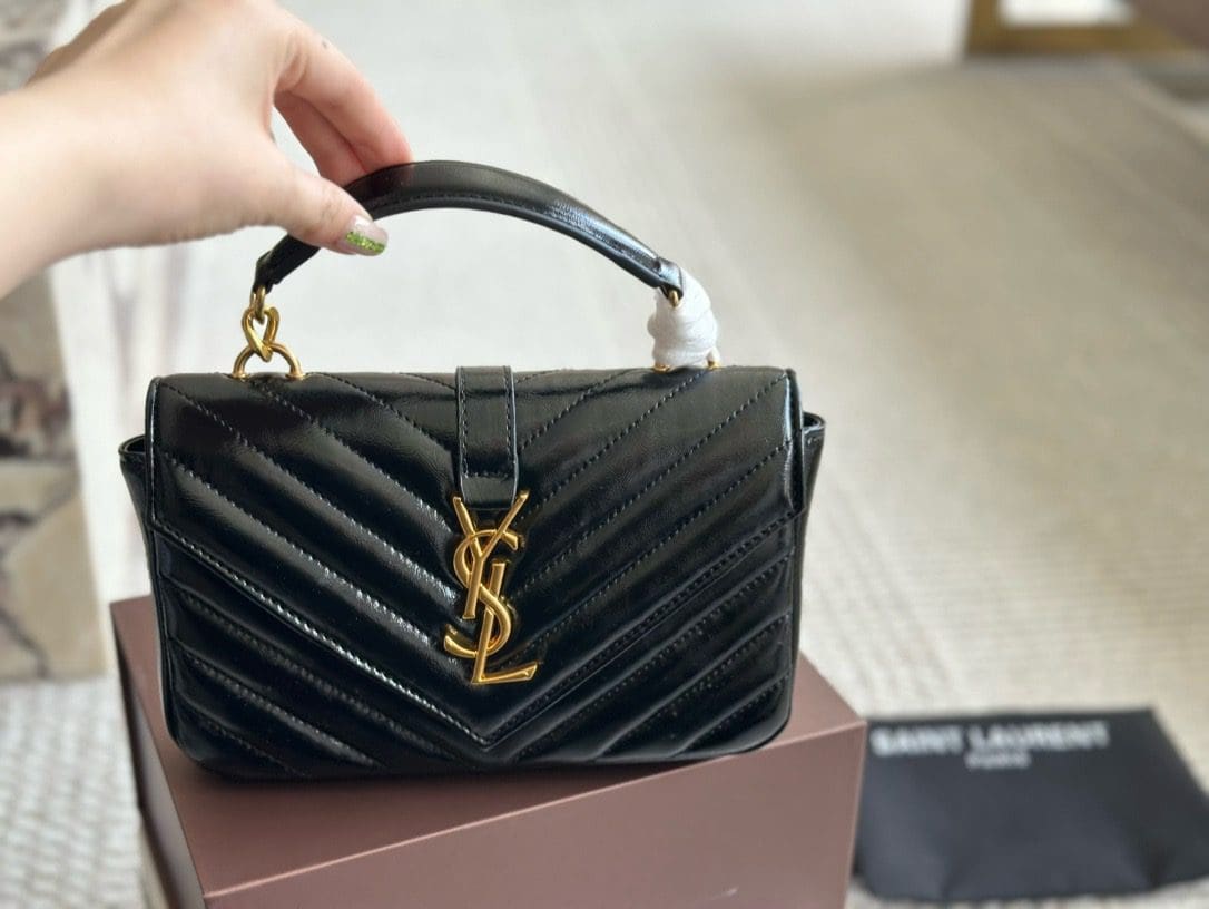 SAINT LAURENT BLACK ‘COLLEGE MINI’ SHOULDER BAG