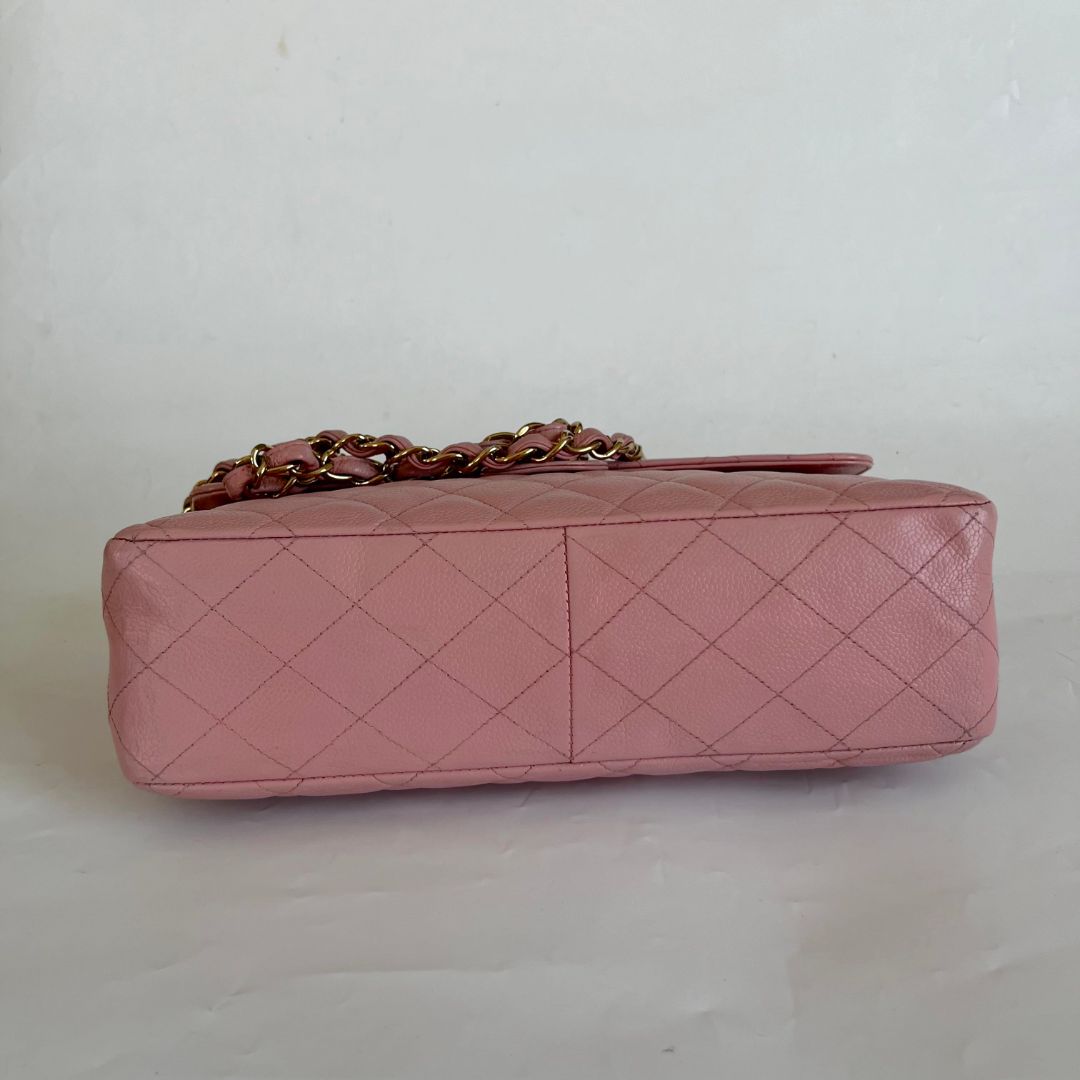 Chanel Pink Jumbo Caviar Single Flap Bag