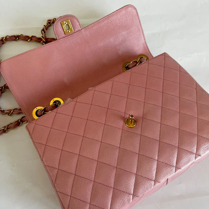 Chanel Pink Jumbo Caviar Single Flap Bag