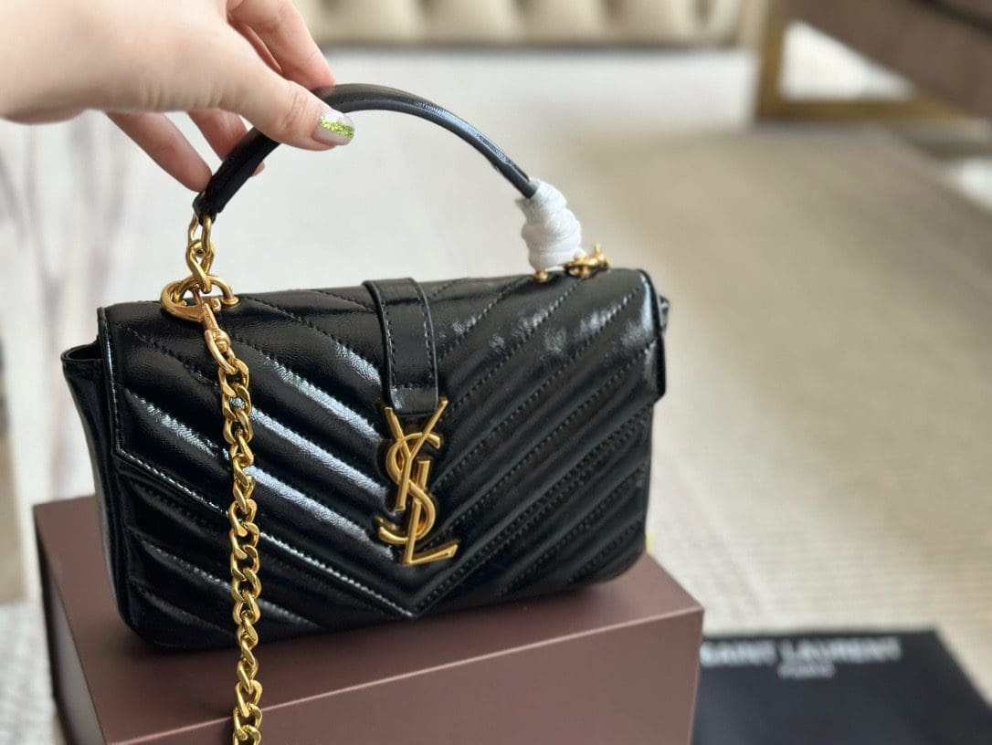 SAINT LAURENT BLACK ‘COLLEGE MINI’ SHOULDER BAG