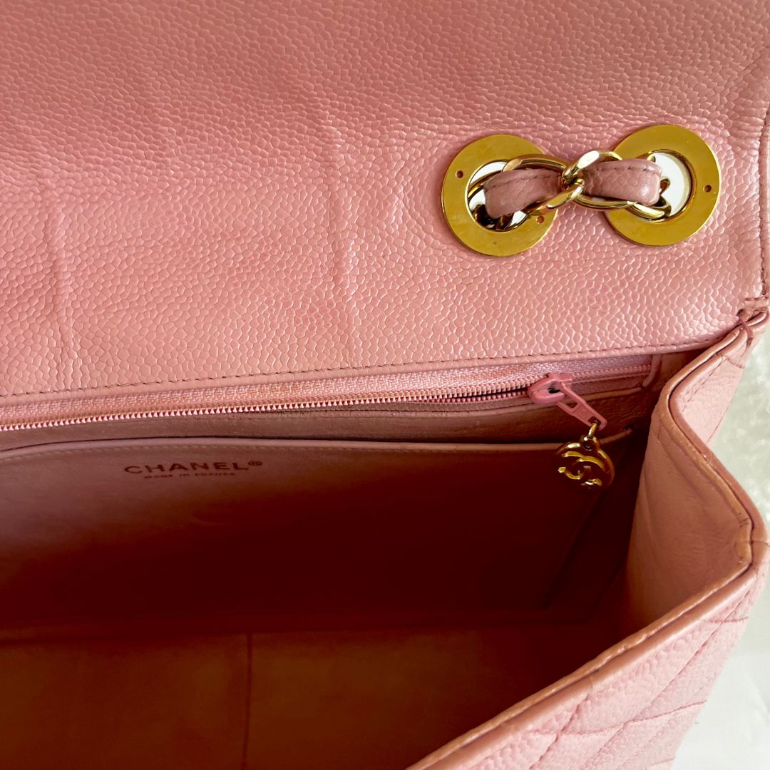 Chanel Pink Jumbo Caviar Single Flap Bag