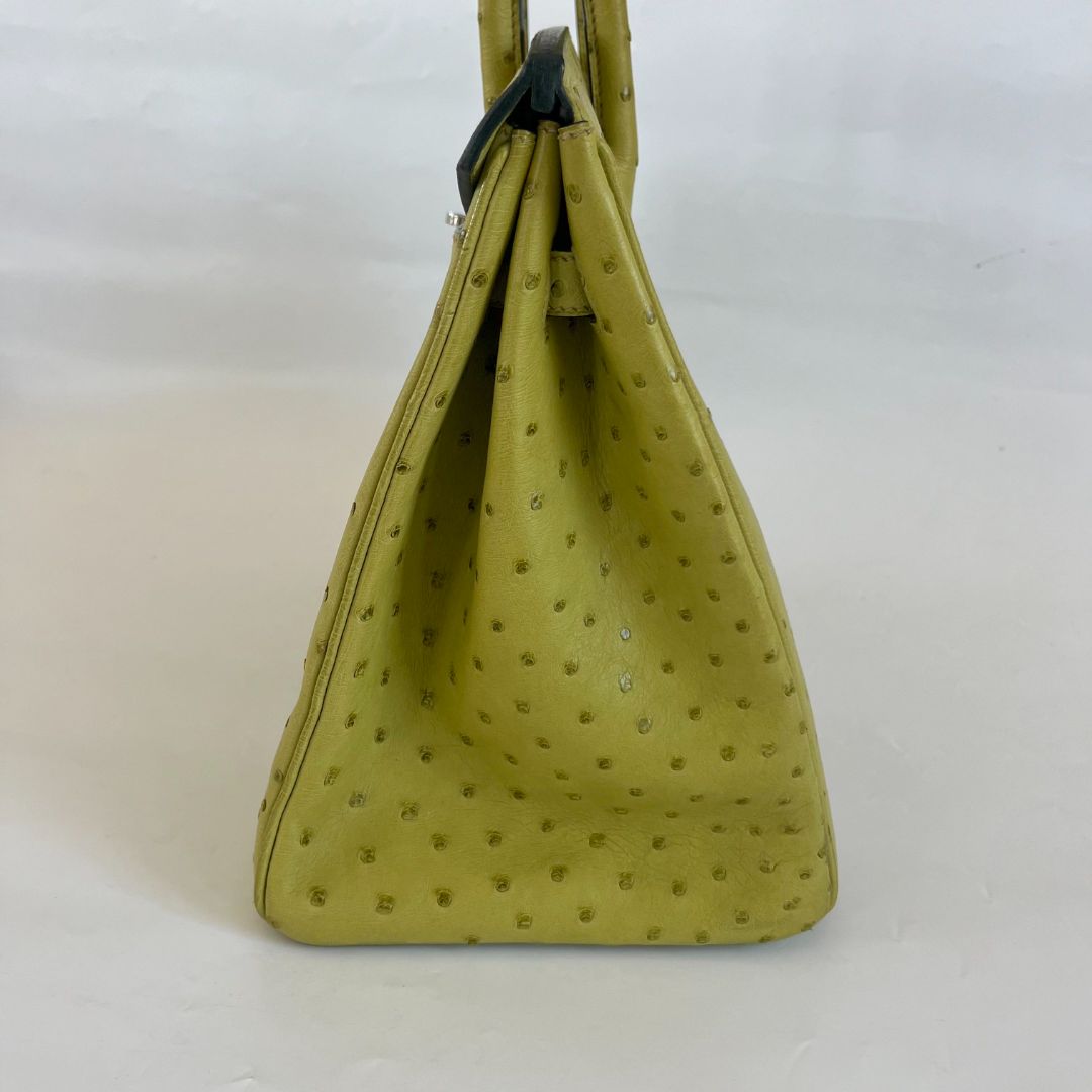 Hermes Ostrich Light Green Gold Hardware Birkin 35 Bag
