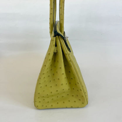 Hermes Ostrich Light Green Gold Hardware Birkin 35 Bag