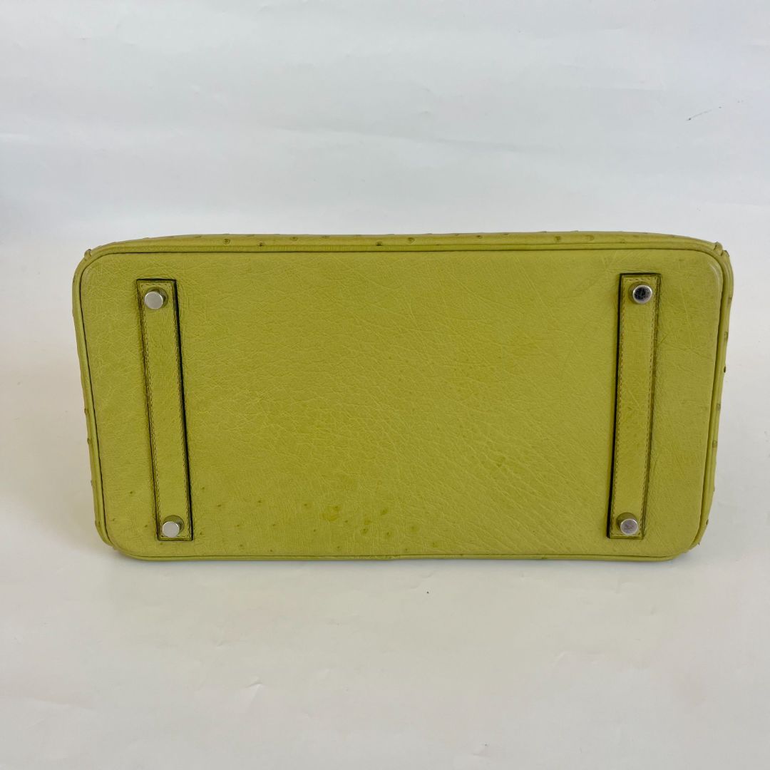 Hermes Ostrich Light Green Gold Hardware Birkin 35 Bag