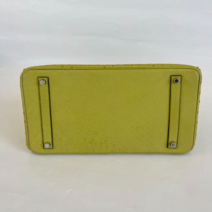 Hermes Ostrich Light Green Gold Hardware Birkin 35 Bag