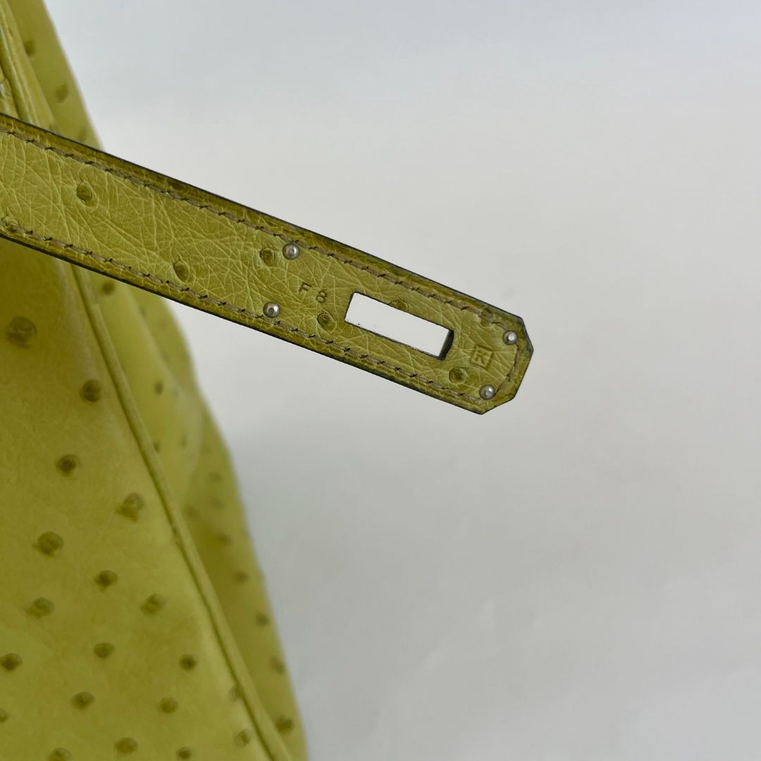 Hermes Ostrich Light Green Gold Hardware Birkin 35 Bag