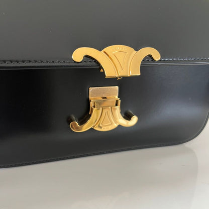 Celine Triomphe Classic black Flap Bag