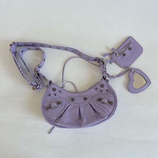 Balenciaga Le Cagole XS Shoulder Bag in Crocodile Embossed Calfskin