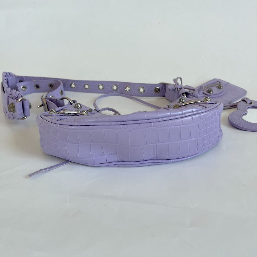 Balenciaga Le Cagole XS Shoulder Bag in Crocodile Embossed Calfskin