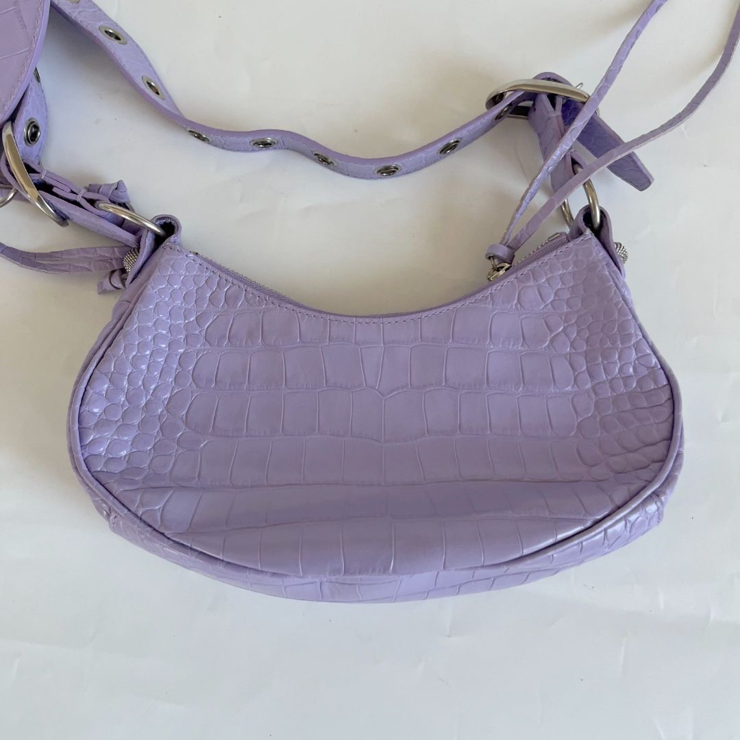 Balenciaga Le Cagole XS Shoulder Bag in Crocodile Embossed Calfskin