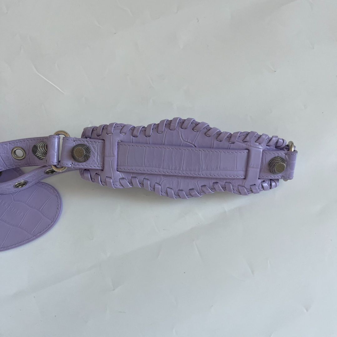 Balenciaga Le Cagole XS Shoulder Bag in Crocodile Embossed Calfskin