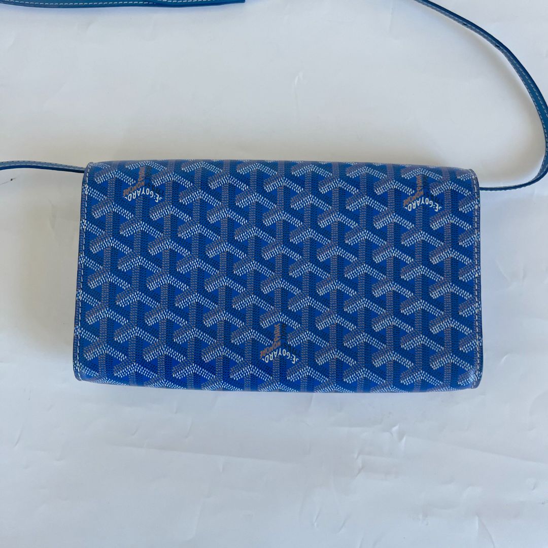 Goyard Blue Goyardine Coated Canvas and Leather Monte Carlo Bois Clutch