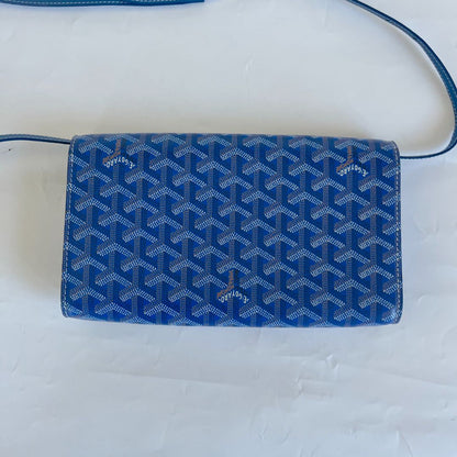 Goyard Blue Goyardine Coated Canvas and Leather Monte Carlo Bois Clutch