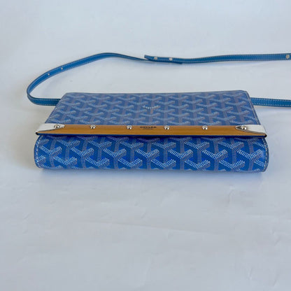Goyard Blue Goyardine Coated Canvas and Leather Monte Carlo Bois Clutch