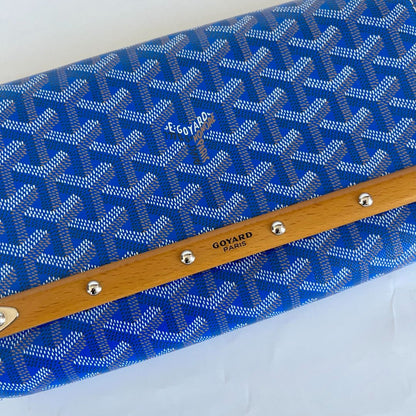 Goyard Blue Goyardine Coated Canvas and Leather Monte Carlo Bois Clutch