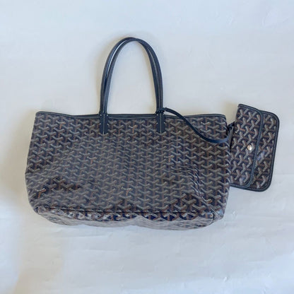Goyard Goyardine Coated Canvas and Leather Saint Louis PM Navy Tote