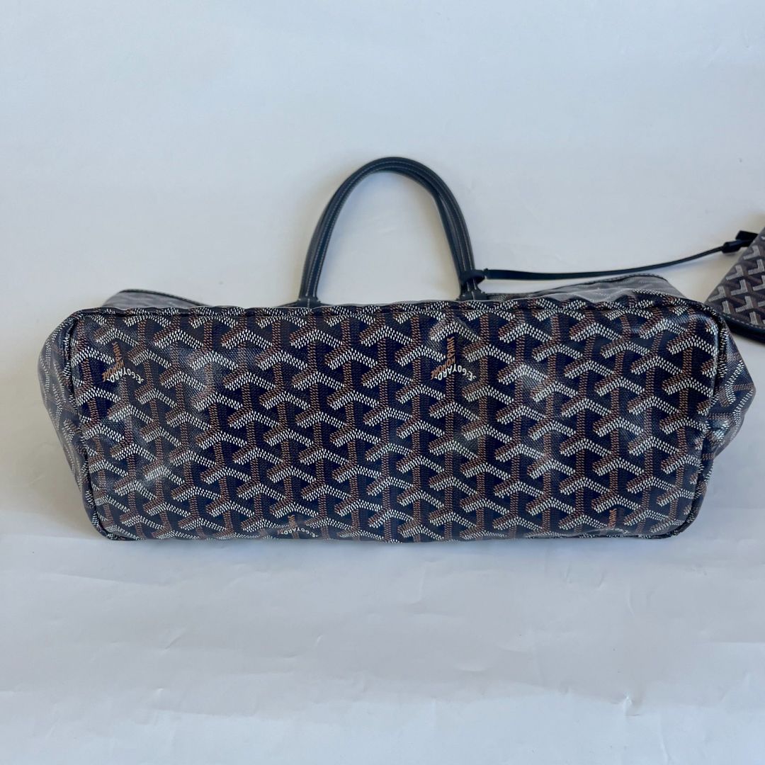 Goyard Goyardine Coated Canvas and Leather Saint Louis PM Navy Tote