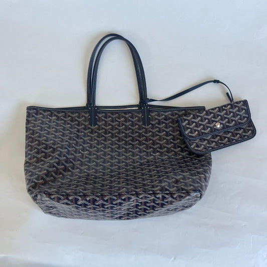 Goyard Goyardine Coated Canvas and Leather Saint Louis PM Navy Tote