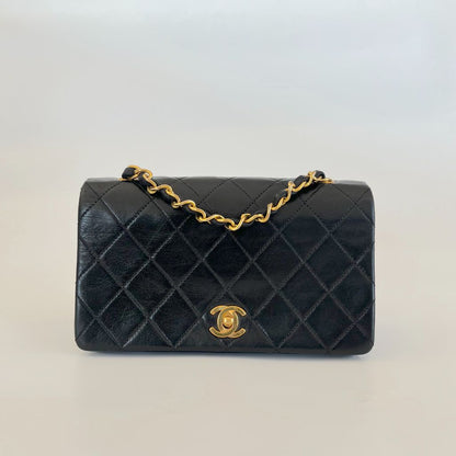 Chanel black vintage small flap bag