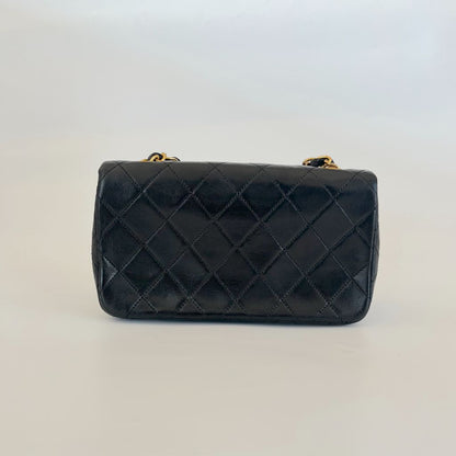 Chanel black vintage small flap bag