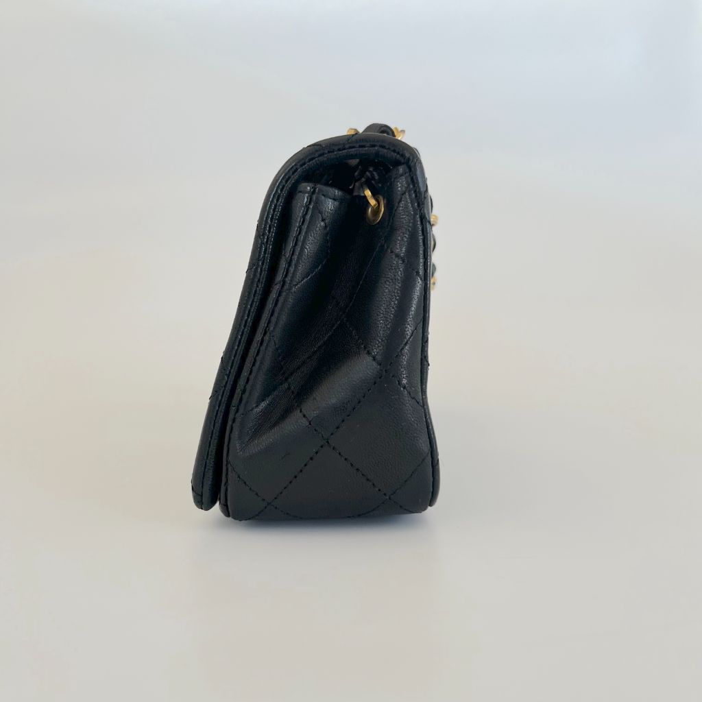 Chanel black vintage small flap bag