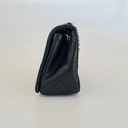 Chanel black vintage small flap bag