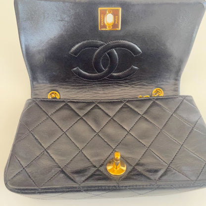 Chanel black vintage small flap bag