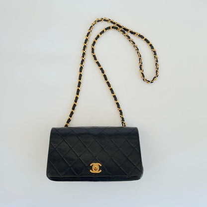 Chanel black vintage small flap bag