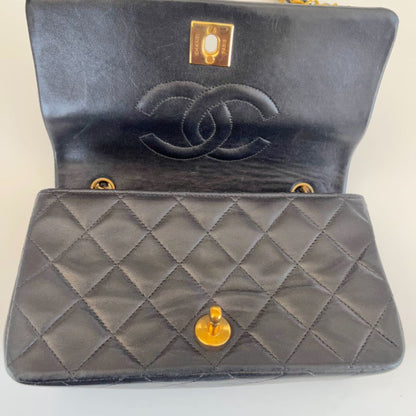 Chanel Mademoiselle black leather quilted shoulder bag
