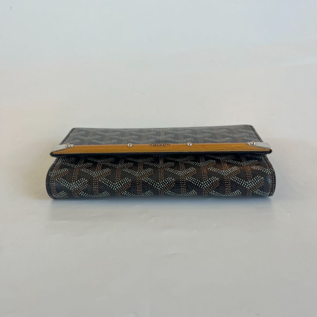 Goyard Black Goyardine Coated Canvas and Leather Monte Carlo Bois Small Clutch