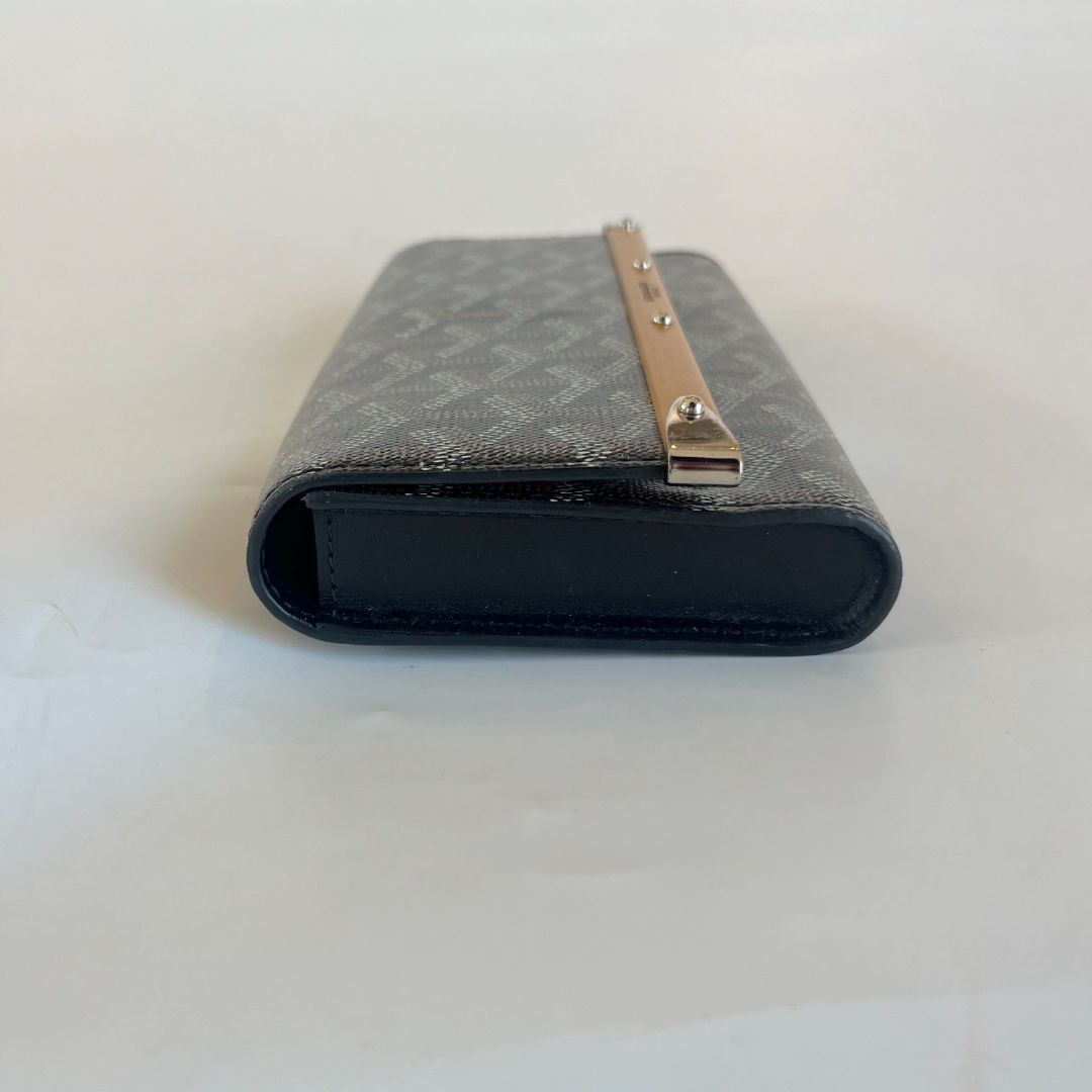 Goyard Black Goyardine Coated Canvas and Leather Monte Carlo Bois Small Clutch