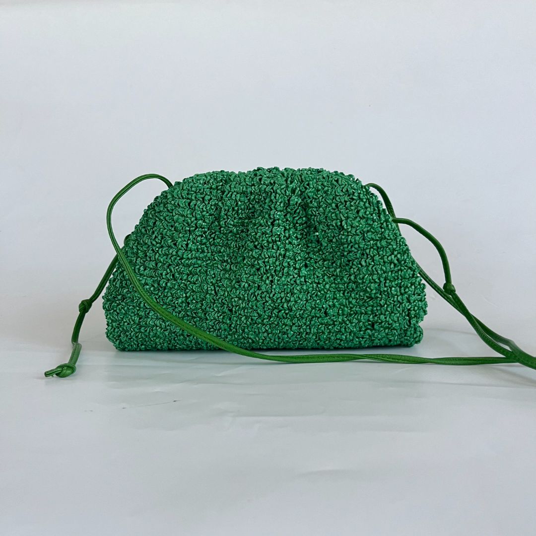 Bottega Veneta Mini Curly Raffia Pouch Clutch Bag