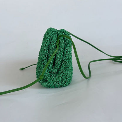 Bottega Veneta Mini Curly Raffia Pouch Clutch Bag