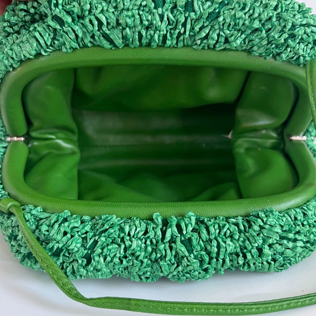 Bottega Veneta Mini Curly Raffia Pouch Clutch Bag