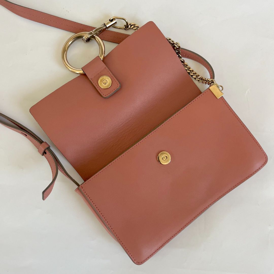 Chloe Pink Leather and Suede Small Faye Shoulder Bag