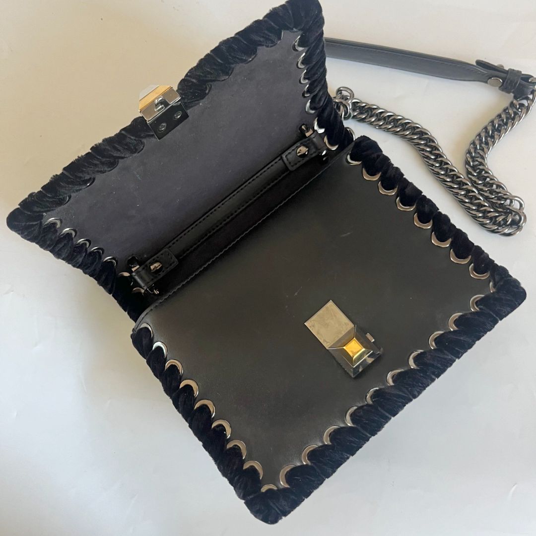 Fendi Kan I Bag Embellished Whipstitch Leather Small