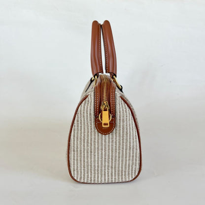 Celine Boston Cuir Triomphe in striped textile and calfskin