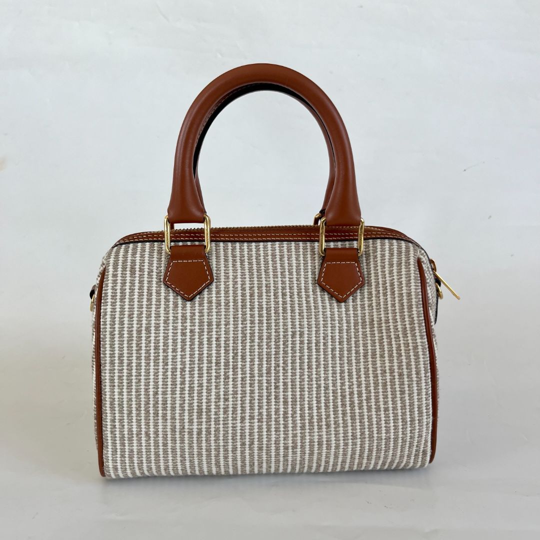 Celine Boston Cuir Triomphe in striped textile and calfskin