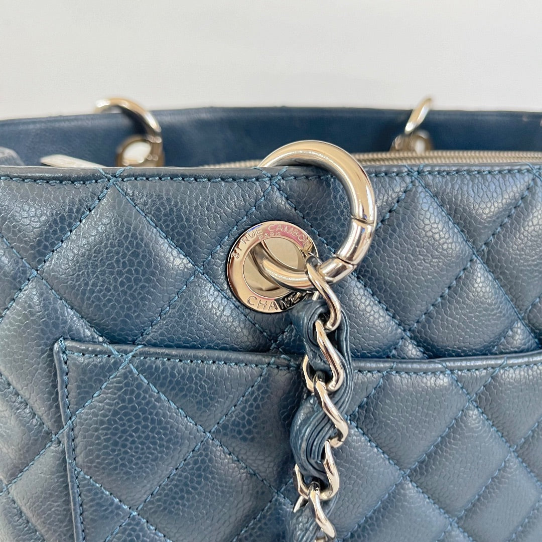 Chanel Blue Quilted Caviar Leather GST, PM Tote