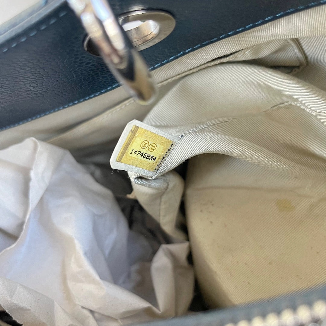 Chanel Blue Quilted Caviar Leather GST, PM Tote