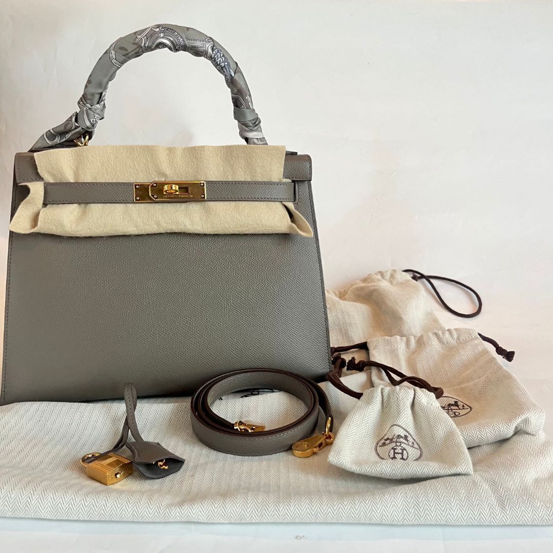Hermès Kelly II Sellier 28 Etoupe Handbag