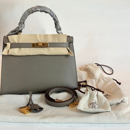 Hermès Kelly II Sellier 28 Etoupe Handbag