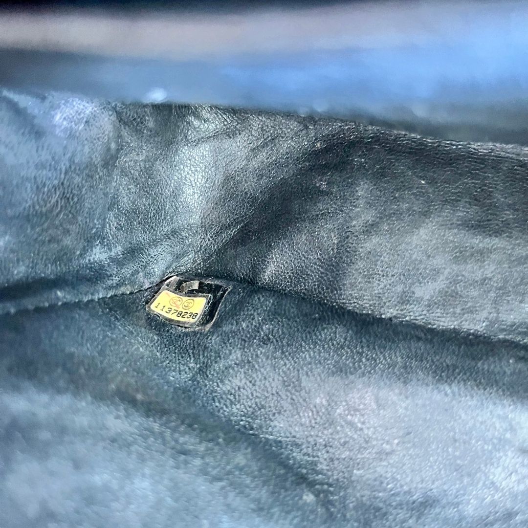 Chanel caviar black flap bag with silver hardware