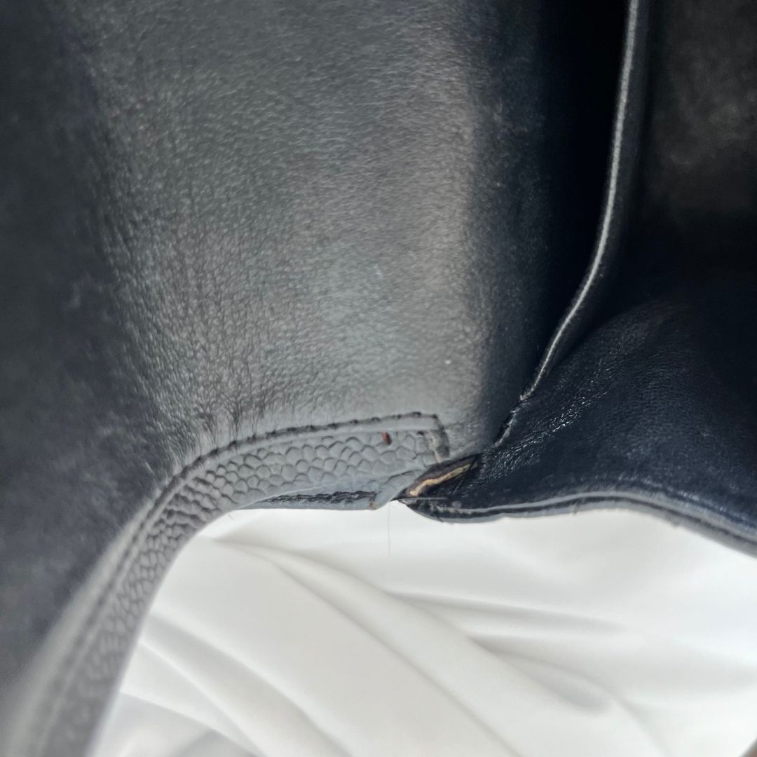 Chanel caviar black flap bag with silver hardware