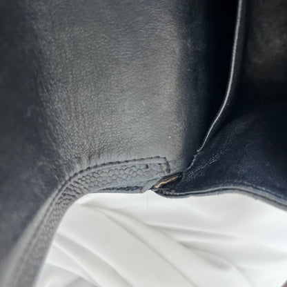 Chanel caviar black flap bag with silver hardware